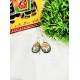 Hand Painted Pan Silver oxidised Hook Earrings - Officer Wear Earrings 