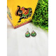 Hand Painted Pan Silver oxidised Hook Earrings - Officer Wear Earrings 